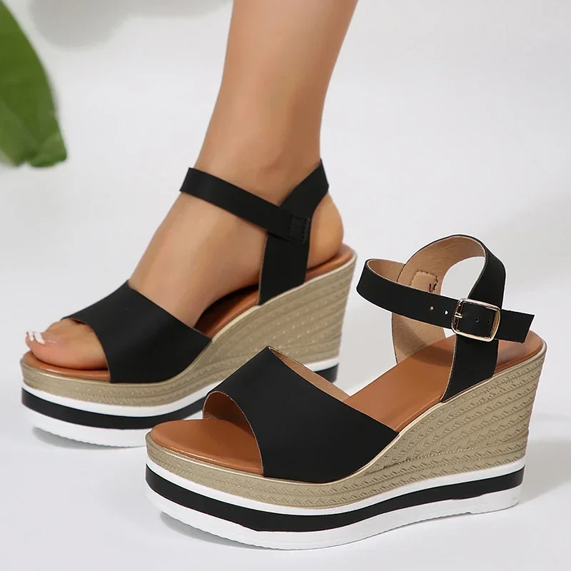 Women Sandals Wedges Sandals Women Shoes 2025 Plus Size 36-43 Chunky Heels Sandals Summer Platform High Heels Sandalias De Mujer