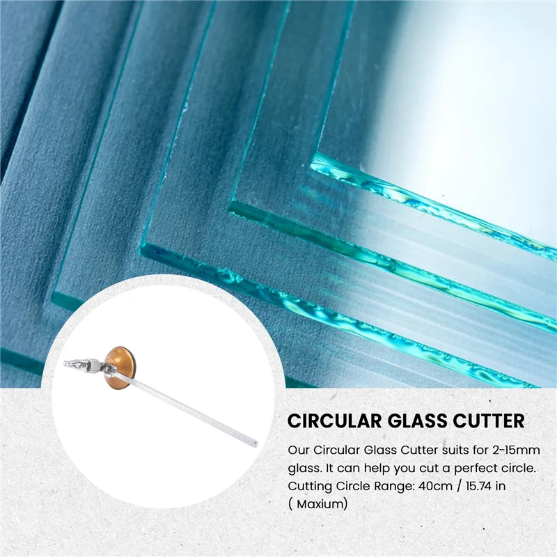 

2025 Trend Circular Glass Cutter With Suction Cup Adjustable Circular Glass Cutter Tool Kit With A Glass Cutter (40Cm)