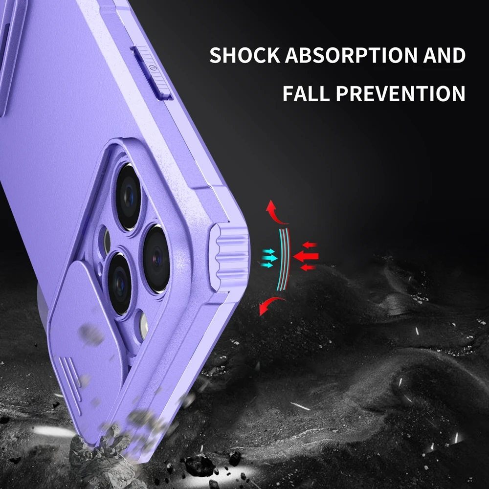 Kamera-Schutz-Schiebehülle für iPhone 17 16 15 14 13 12 11 8 7 Plus Pro X XS XR Max SE – Robuste Kunststoff-Handyhülle mit Halterung – Detail 14