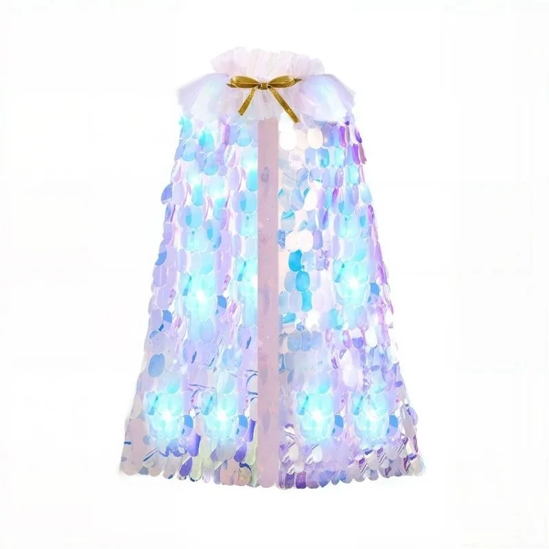 مجموعة أزياء الأميرة حورية البحر المضيئة بإضاءة LED المتوهجة، إكسسوارات رأس ترتر سباركلي، فكرة هدية عيد ميلاد للاحتفال باللعب الأدوار