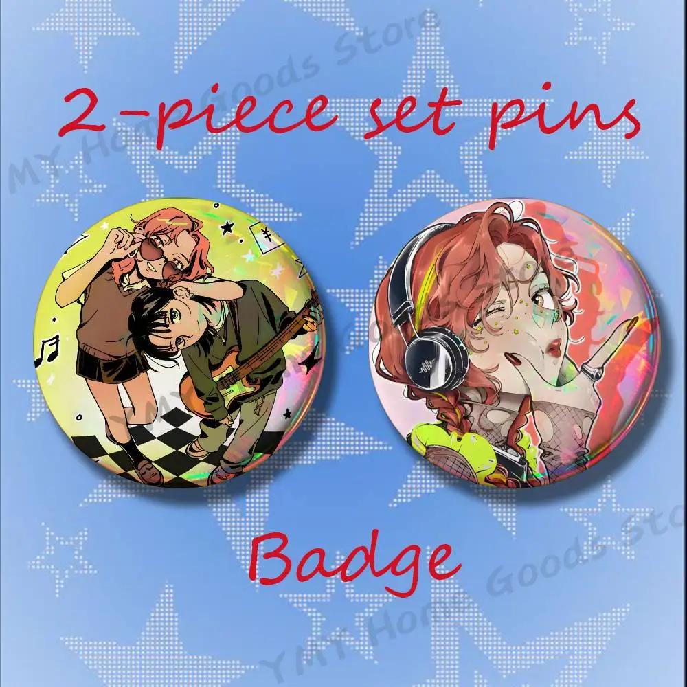 Anime Tgswiiwagaa Cartoon Brooches for Backpack Accessories 25 32 44 58 75mm Round 2-piece set Free Mix