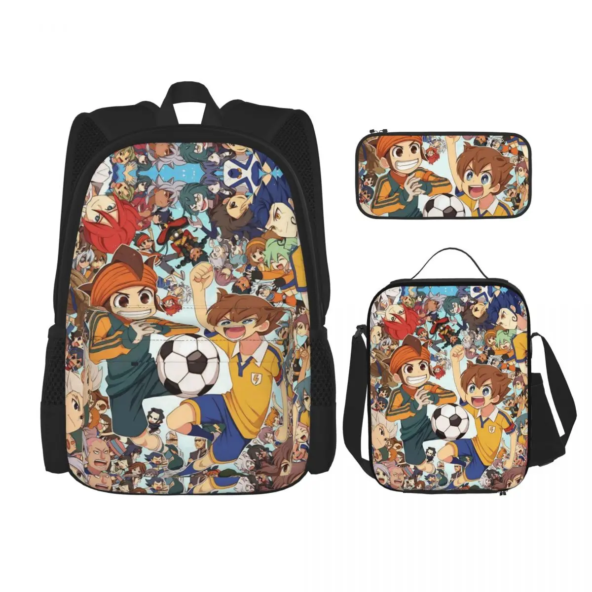 

3pecs/set футбольный аниме Inazuma Eleven рюкзак для студента рюкзак сумка для обеда пенал