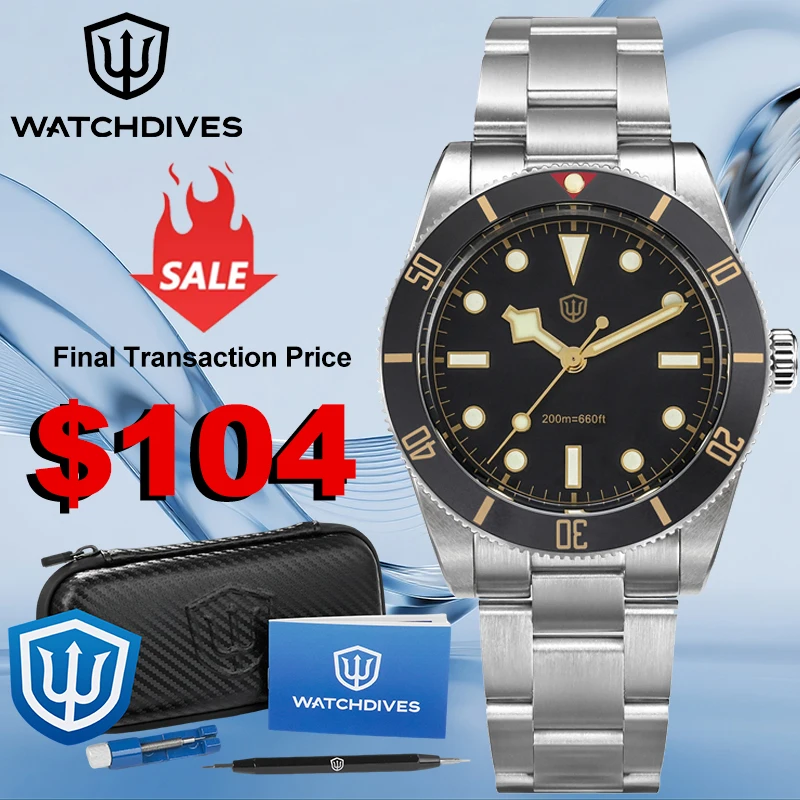 

Watchdives WD7922 Кварцевые часы VH31 Механизм 200 м Водонепроницаемые мужские часы с сапфировым стеклом Светящиеся винтажные часы с подарочной коробкой