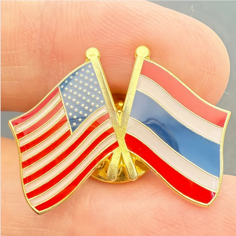 U.S.A.& Thailand Flag Metal Soft Enamel Lapel Badge Pins Brooches