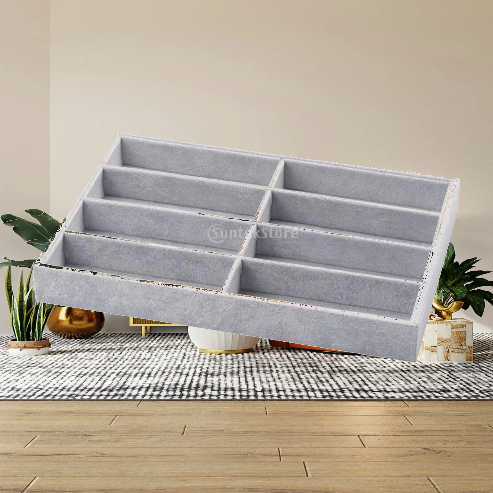 Compact Glasses Storage Tray with Velvet Lining for Eyeglasses Cases and Sunglasses Rack