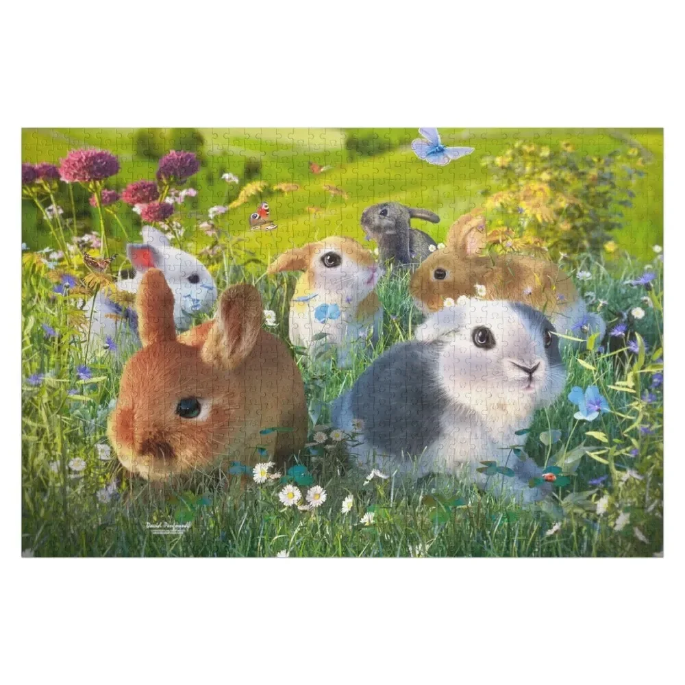 Bunnies Jigsaw Puzzle Toddler Toys With Photo Wooden Decor Paintings Puzzle