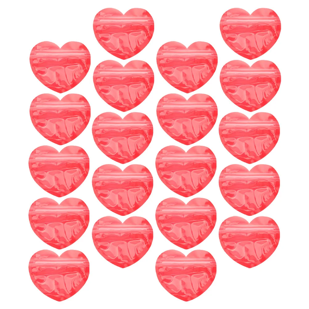 

20 Pcs Heart Shaped Jewelry Bags Self Sealing Pouches for Earrings Small Resealable Packaging Bags Plastic Storage Valentine Red