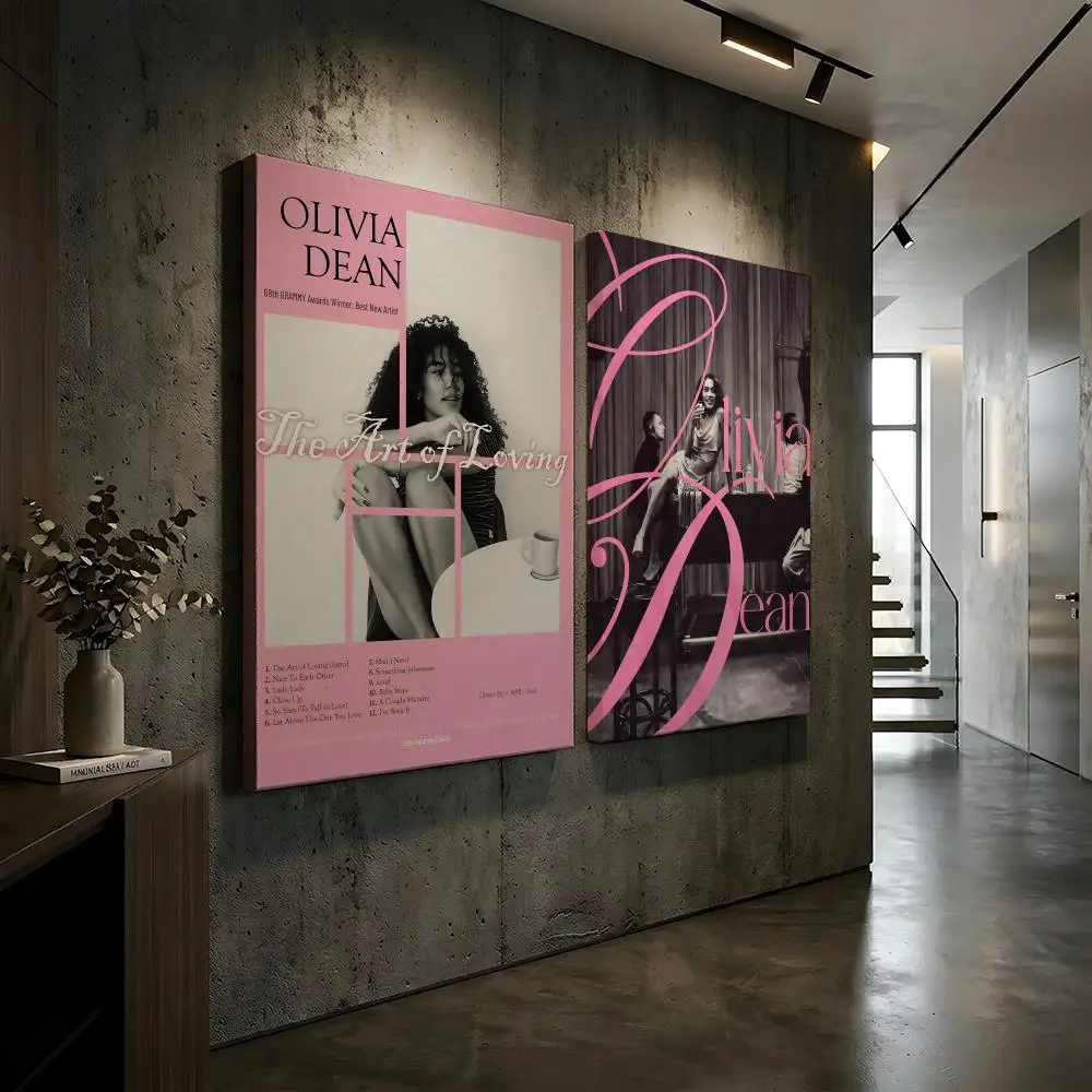 O-Olivia Dean Rapper Music Painting Calligraphy HD Modern Style Inner Frame Canvas Poster Bedroom Room Hallway Wall Art Decor