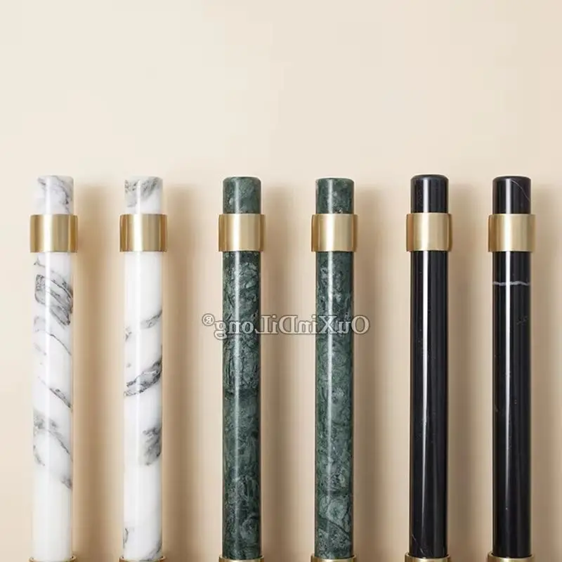 New 4PCS European Brass+Natural Marble Furniture Handles Drawer Pulls Cupboard Wardrobe Kitchen TV Cabinet Pulls Handles & Knobs