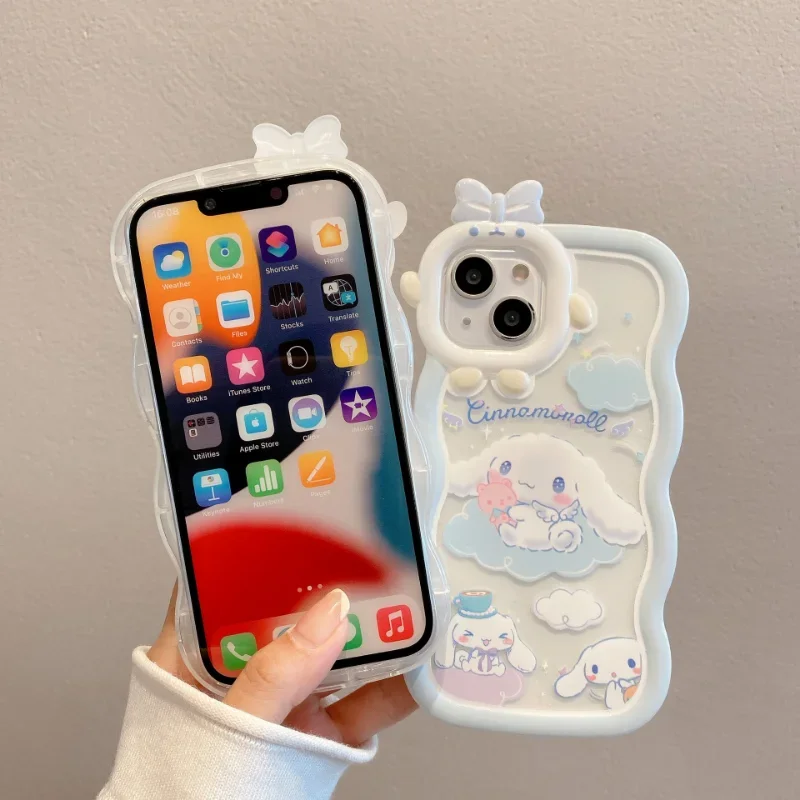 Kawaii Cinnamoroll Phone Case for IPhone 11 12 13 14 Pro Max 15 Pro Max Case Shell 7 8 Xsmax Covers with Bracelet Phone Holder