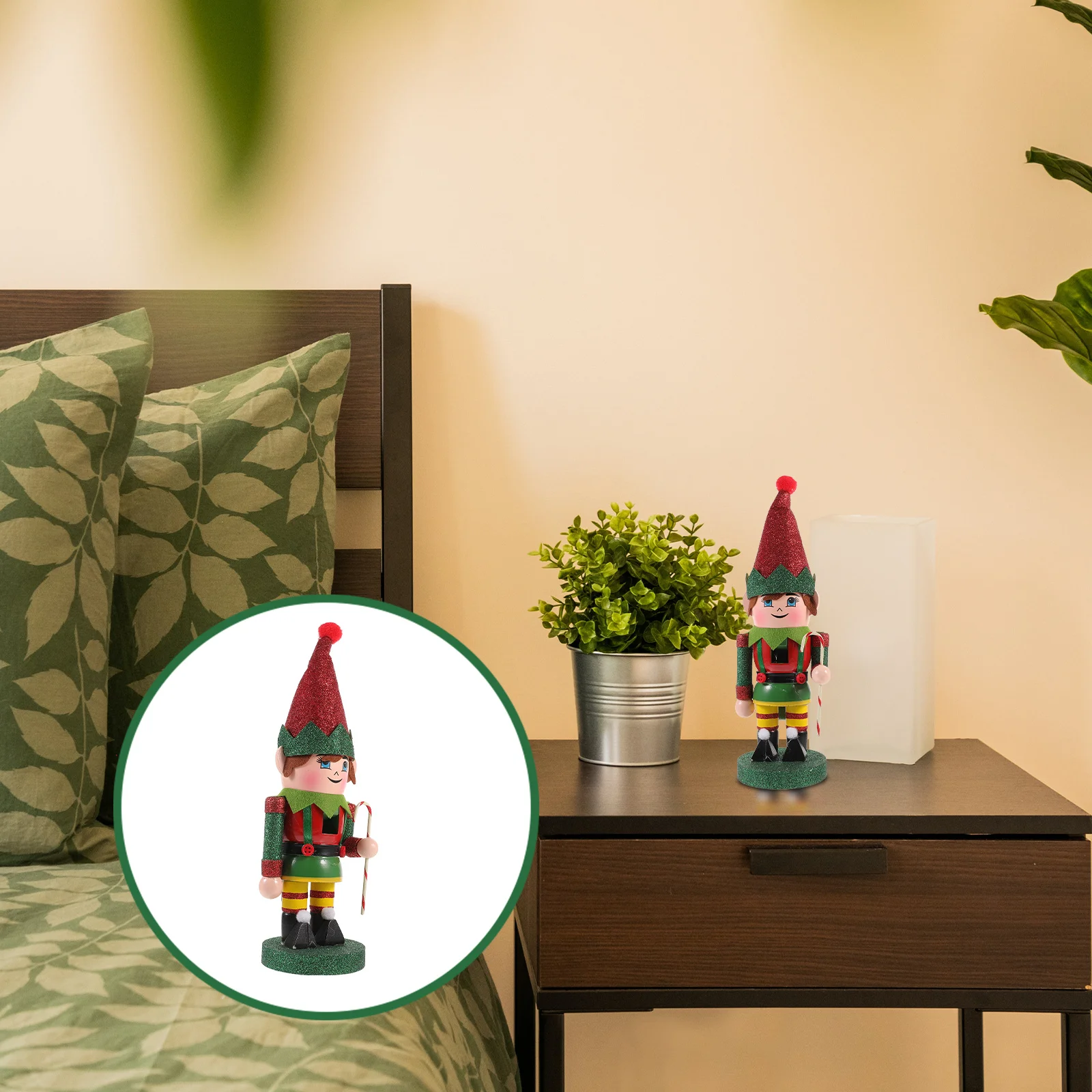 

Cute Wooden Nutcracker Ornament for Christmas Home Decor Tabletop Decoration Xmas Nutcracker Puppet Desktop Adorable Room Accent