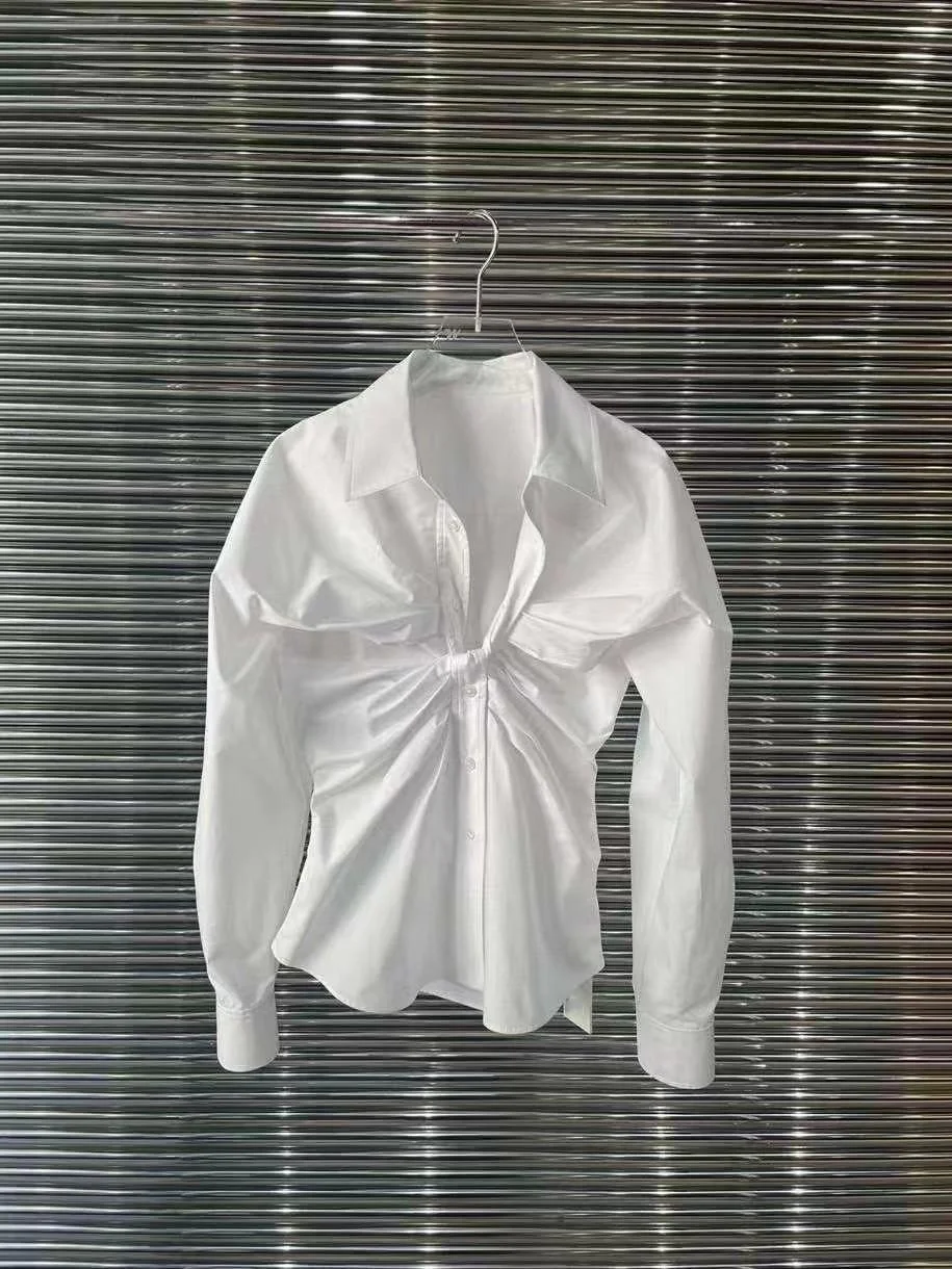 

Облегающий белый цвет с воротником-узлом, талией, одной пуговицей, женский модный дизайн, весна-лето, осень, новое поступление