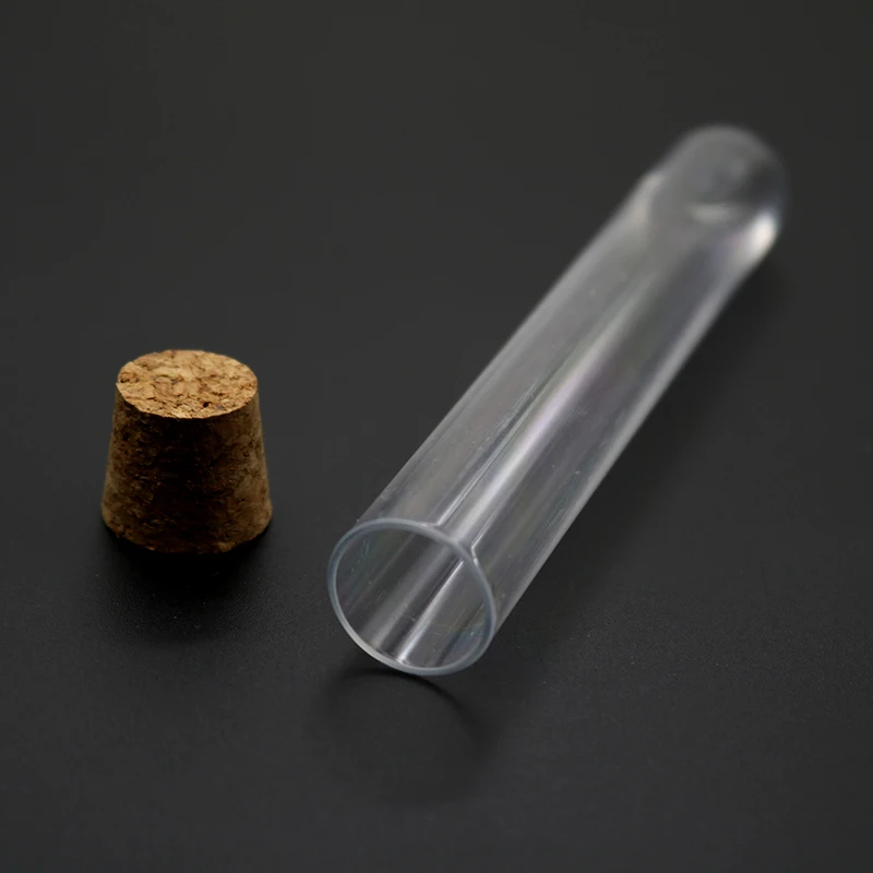 16 * 100mm Laboratory Transparent Plastic Test Tube with Cork Cap 12ML Capacity Test Tube with Soft Stopper