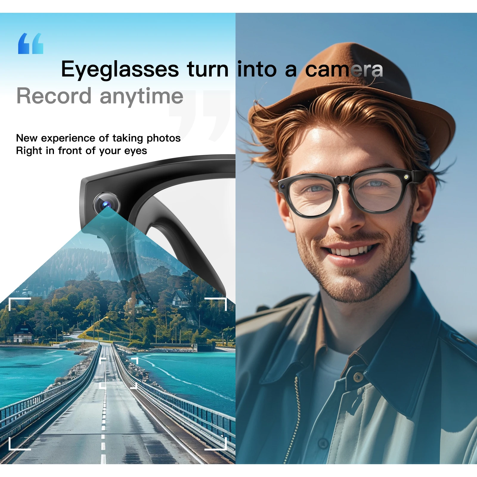 

GS380 Новый стиль, умные очки, встроенная HD-камера для деловых встреч, минут, занятий спортом на открытом воздухе, велоспорта, записи, громкой связи, музыки