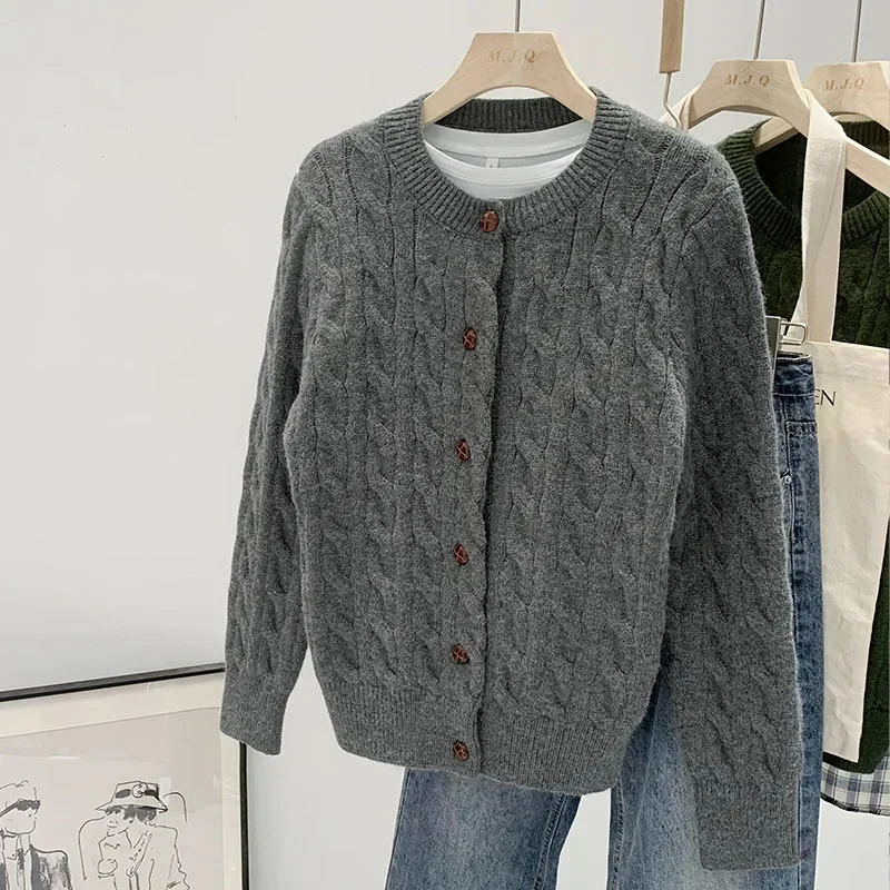 

Thick Heavyweight Loose Women's Knitted Sweater Autumn Winter New Style Soft Noodle Thickened Cashmere Cardigan Female Fashion