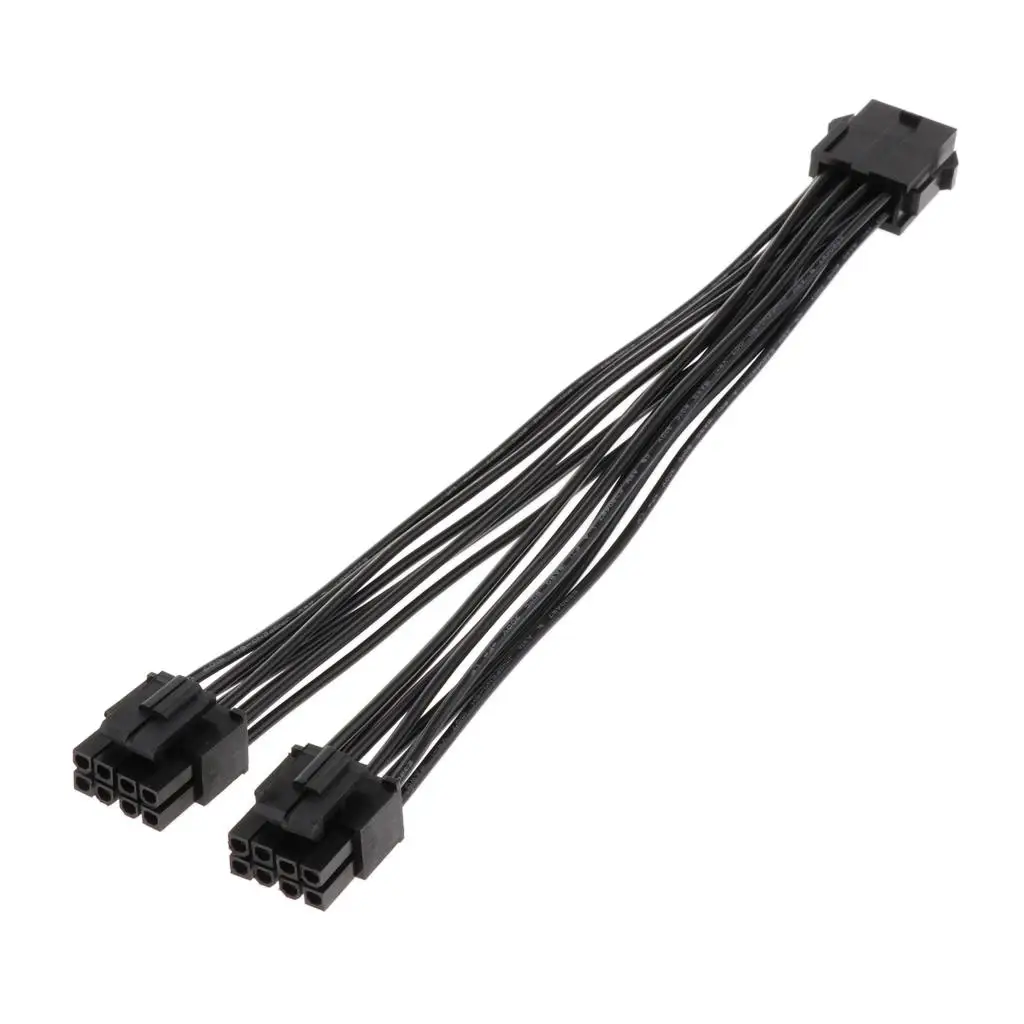 8 Pin CPU Power Splitter Cable Dual 4+4 Male to Female Adapter Black Extension for Desktop PSU Connection