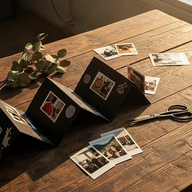 Accordion Style 18 Page Photo Album Foldable Kraft Paper DIY Scrapbook for Couple Wedding Baby Growth Memory Record