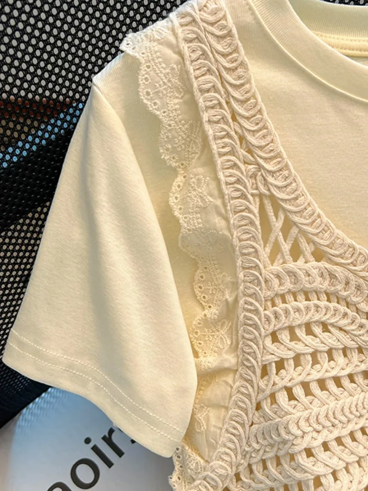 n Sle Knitted Cover up Vest Hollow out Tassel ort Sve Women's Two Piece Set Casual Comfortable Cotton Blend