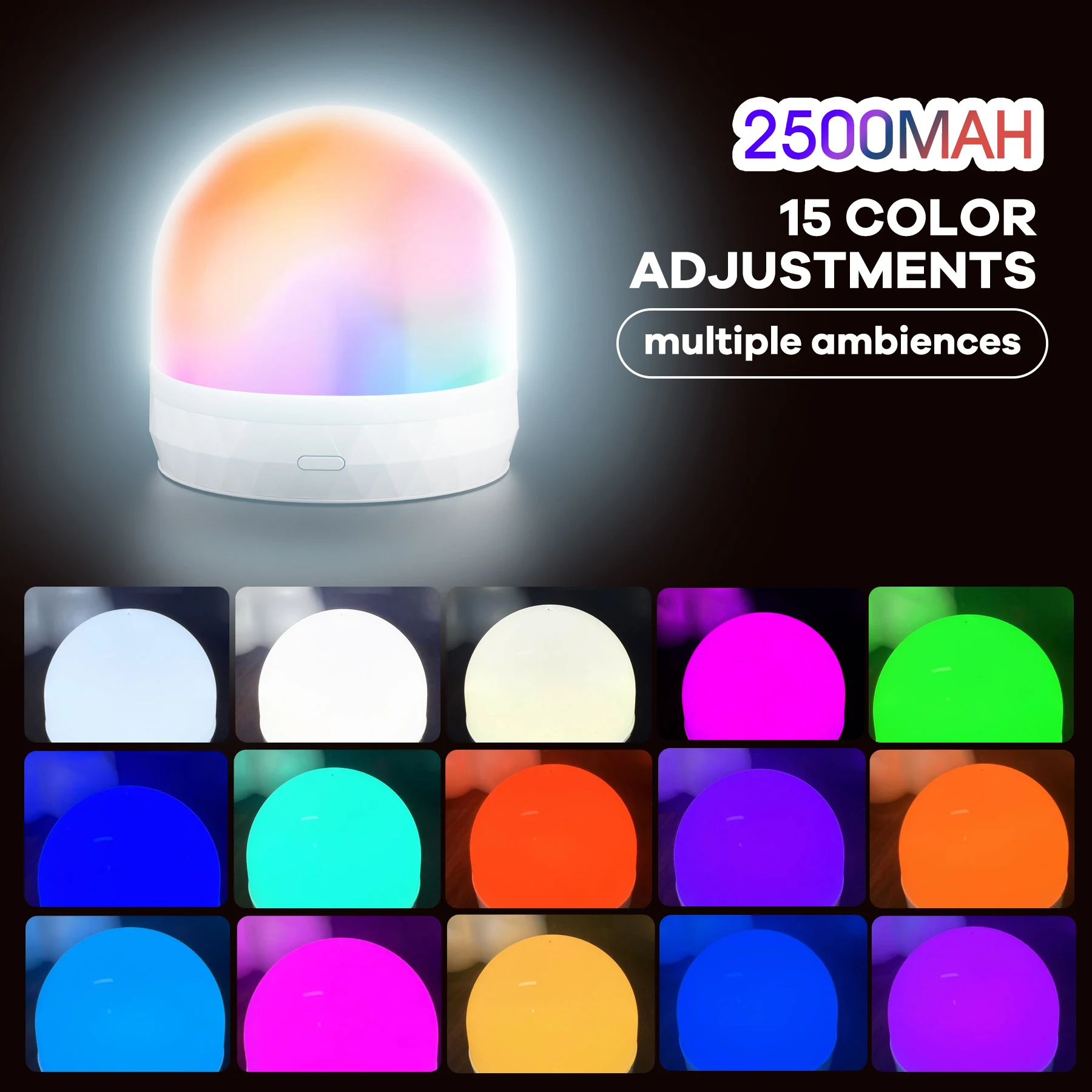 Magnetic Led Night Light, Can Be Attached to the Bedside, Wireless Charging Design, Soft Light for Eye Protection, Diamond Texture Shell, One-Touch Switch with Multiple Brightness Settings, 15 Colors of Light, for Bedroom Nighttime Use, Dormitory Camping, Wardrobe Lighting, Emergency Supplementary Lighting, Multifunctional Portable Ambient Light