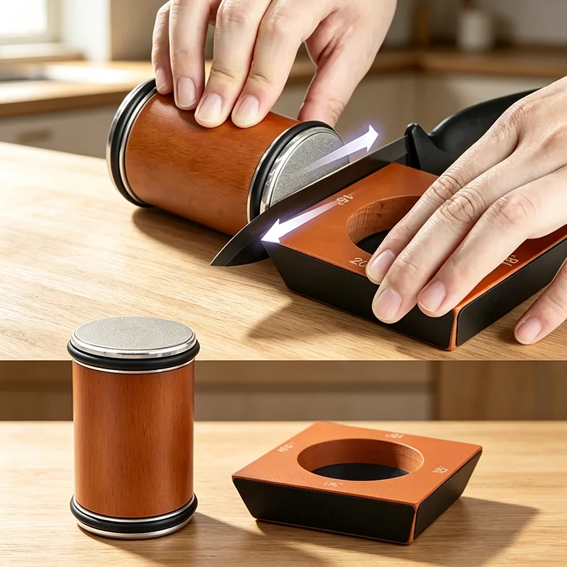 4 Angles Rolling Knife Sharpener With Industrial Diamond Whetstone Straight Edge Sharpening Kit For Chef Knives