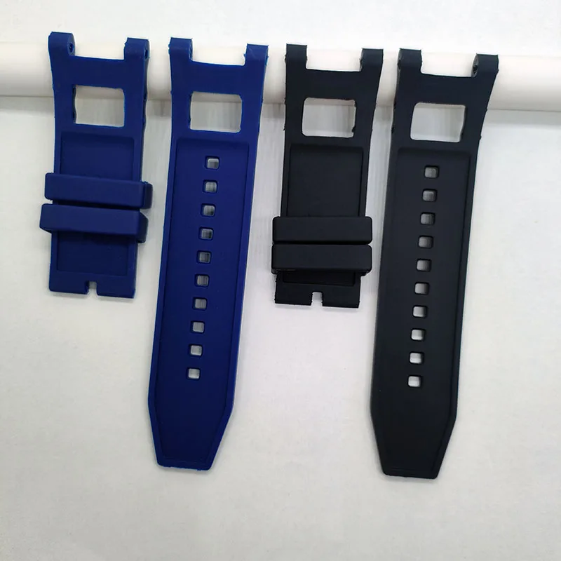 Pulseira de relógio de silicone confortável, pulseira de substituição para invicta subaqua noma iii, cinto à prova d'água azul preto 28mm