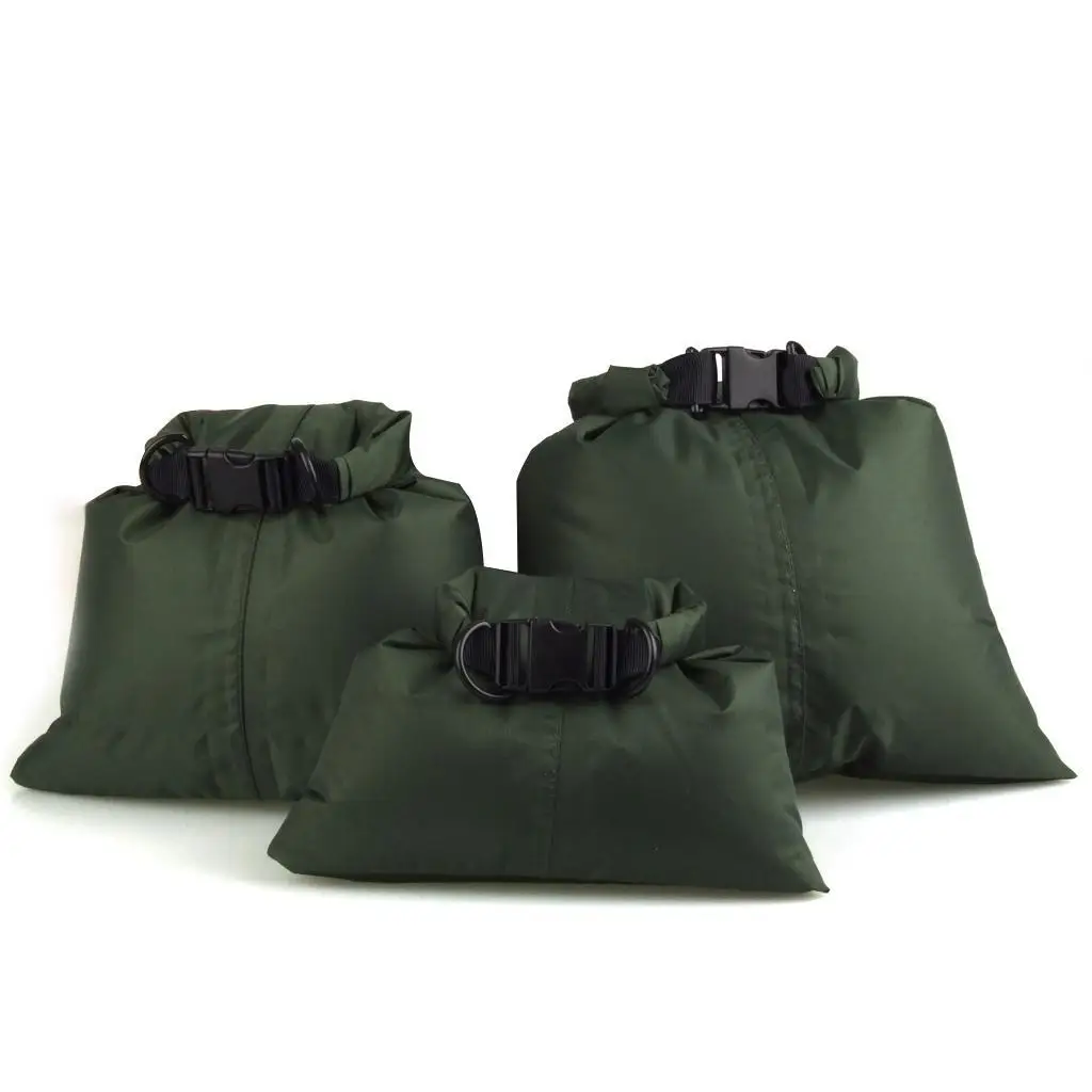 

Set of 3 Sizes Waterproof Bag Sack Camping Rafting Kayaking Army Green