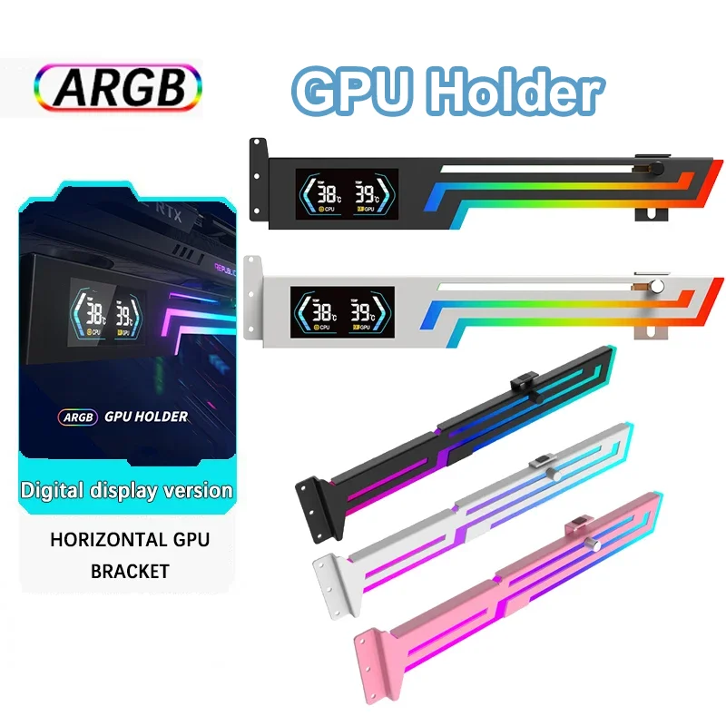 

Кронштейн для видеокарты ARGB 5V 3PIN с регулируемой высотой, совместимый с ARGB AURA SYNC, для компьютерных видеокарт VGA.