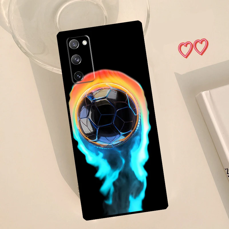 Fire Football Skeleton Soccer Ball Silicone Case For Samsung Galaxy S8 S9 S10 S20 FE S21 Plus Note 20 Ultra S22 Ultra Cover