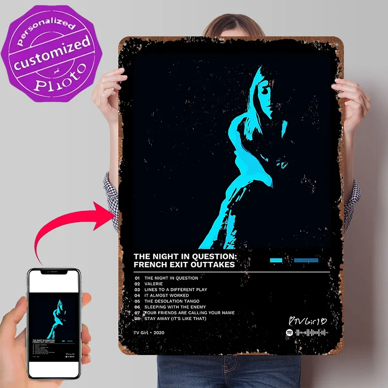 The Night In Question Album Cover 3D Printed Texture Poster Personalized Wall Art Retro Metal Tin Signs for Setup Decorations