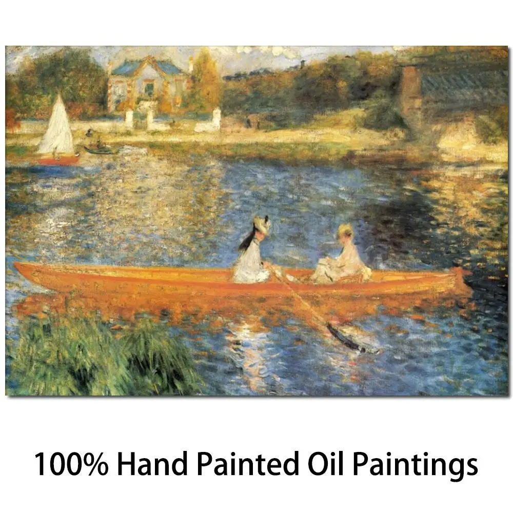 

Landscape Canvas Art The Seine at Asnieres Handmade Pierre Auguste Renoir Oil Painting Impressionism Artwork High Quality