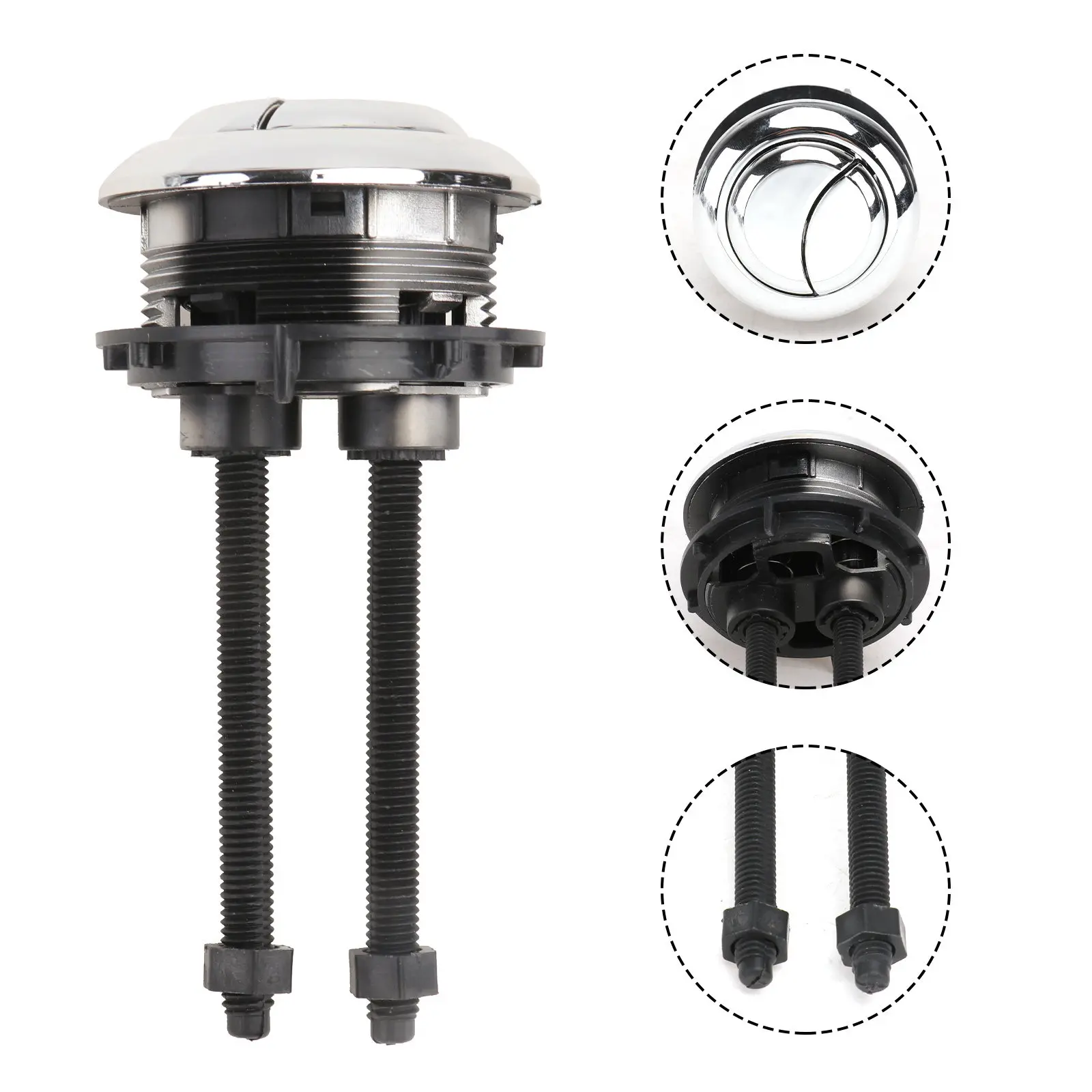 

4Pcs Toilet Flush Button Replacement Dual Push Design Water Saving Round Head Button for 48Mm Cistern Lid High Shine Multi Layer