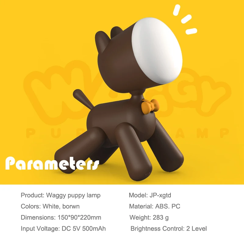 Switch Control Cute Baby Led Night Lights Dog Shape Rechargeable Cordless Table Lamp