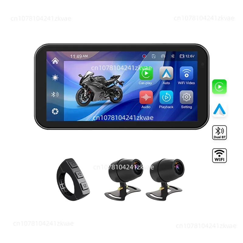 

Motorcycle Navigation Display CarPlay Android Auto BT Music DVR Camera Waterproof For Motorcycle