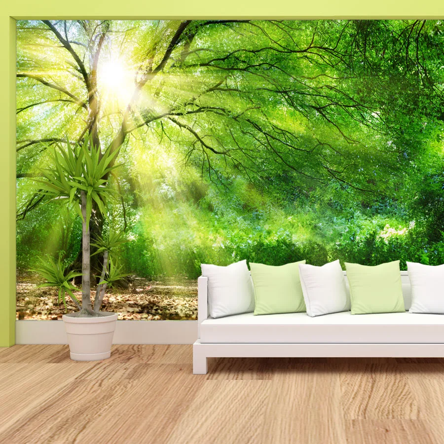 Peel and Stick Wallpaper Accept for Bedroom Walls Contact Paper Forest Tree Sunshine Tropical Wall Panel Papers Home Decor Mural