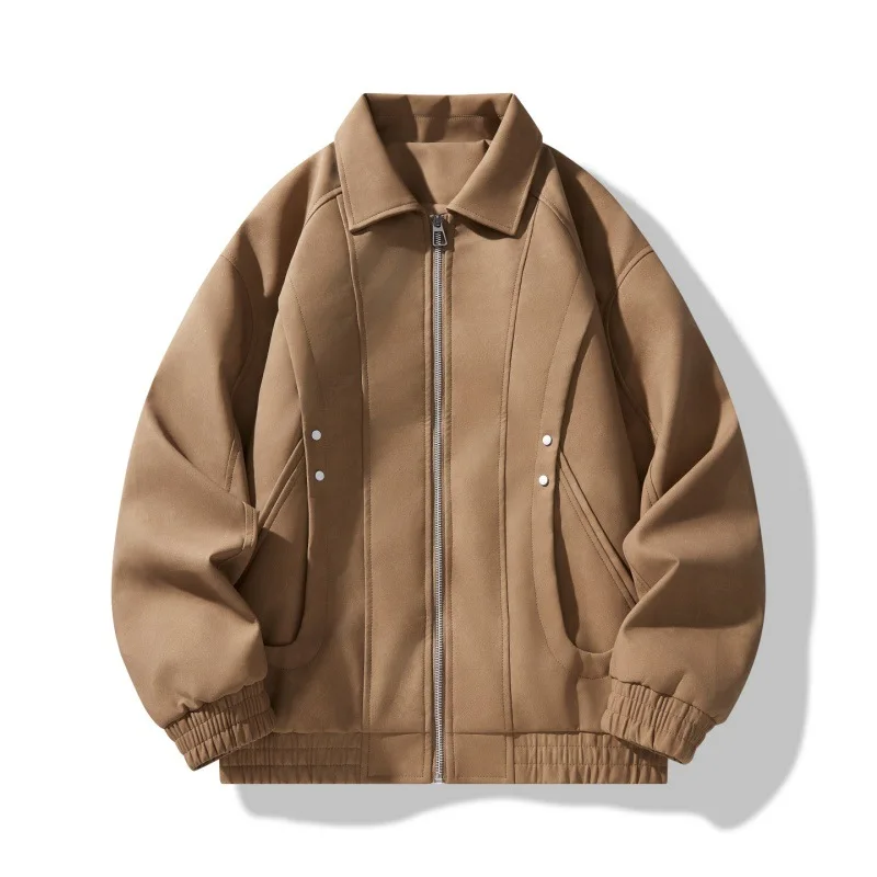 

Свободная куртка с лацканами в корейском стиле для мужчин, осенне-зимняя модная повседневная куртка в стиле Харадзюку, пальто, уличная мужская одежда