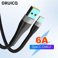 66W 6A Fast Charger Type C Cable USB C 1m 2m 3m Nylon Cable For Xiaomi Huawei Oneplus Poco Samsung USB-C charger Data Cable