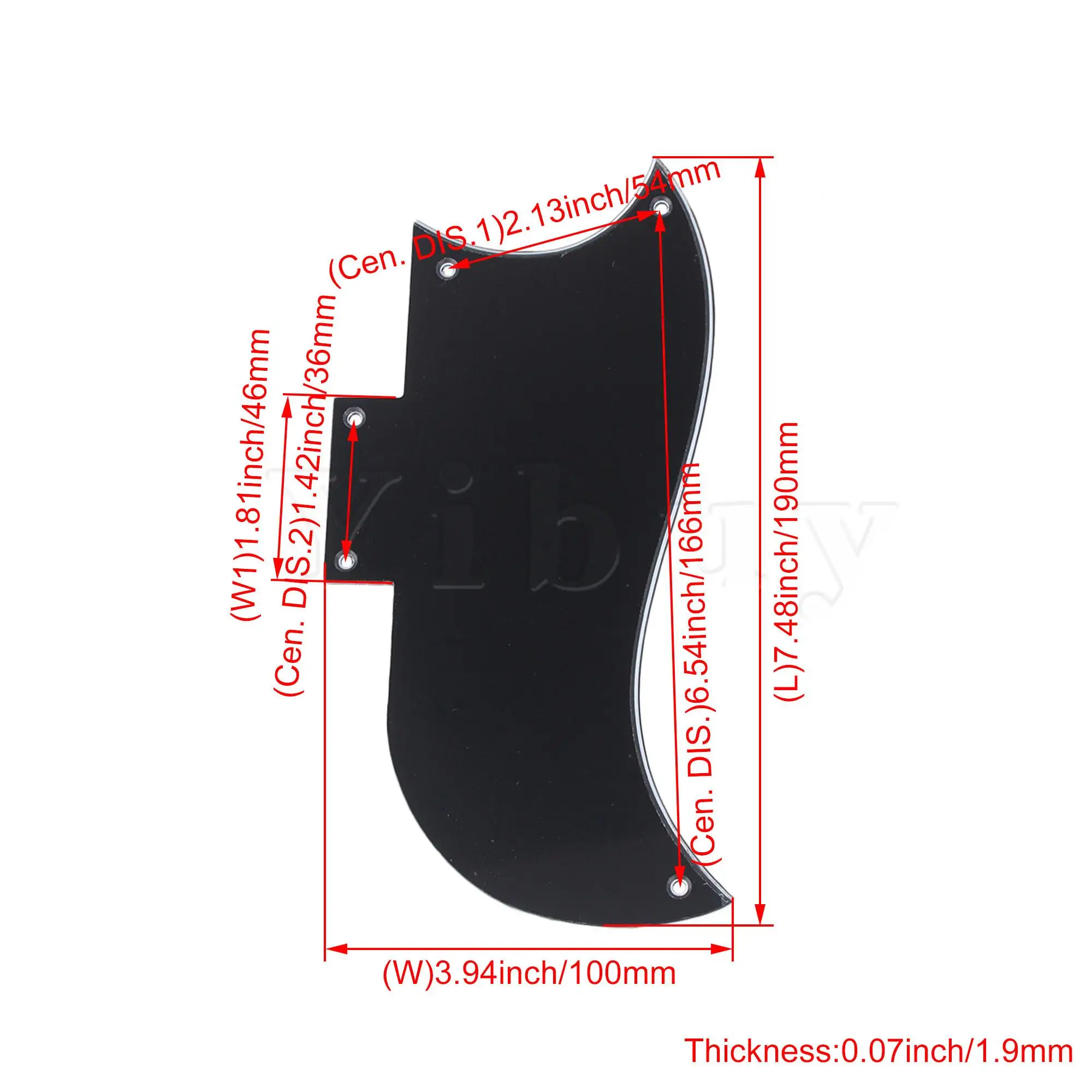 Yibuy 3-Ply Black 5 Holes Guitar Pickguard  Replacement for SG Accessories