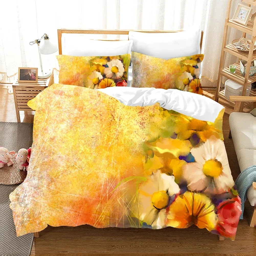 

Oil Painting Flowers Digital Printing Bedding Sets Adult Bedclothes Quilt Art Duvet Cover Set Single King Queen Size