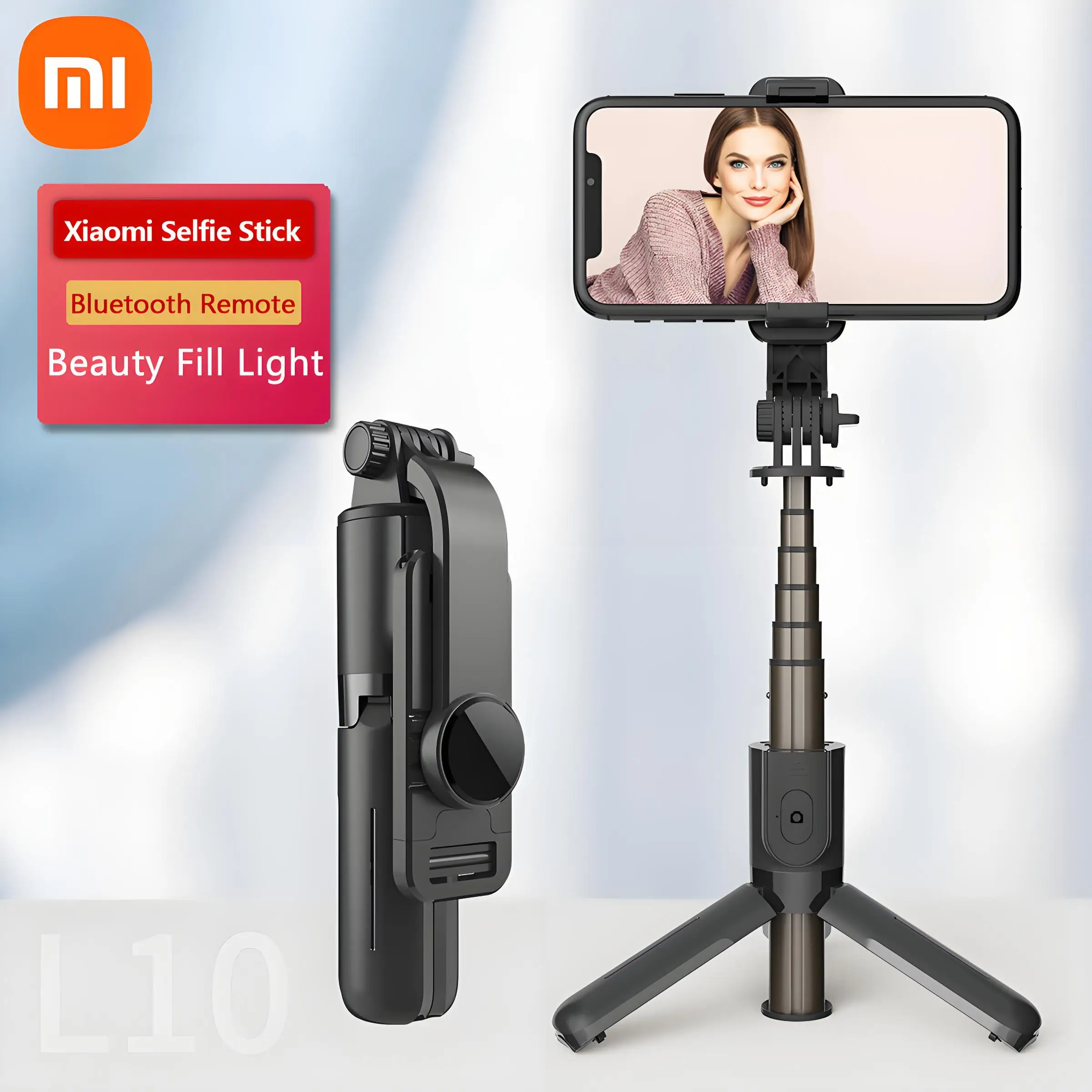 Xiaomi Selfie Stick Bluetooth Remote Control Selfie Stick Extended and Reinforced Mobile Phone Selfie Stick with Beauty Light