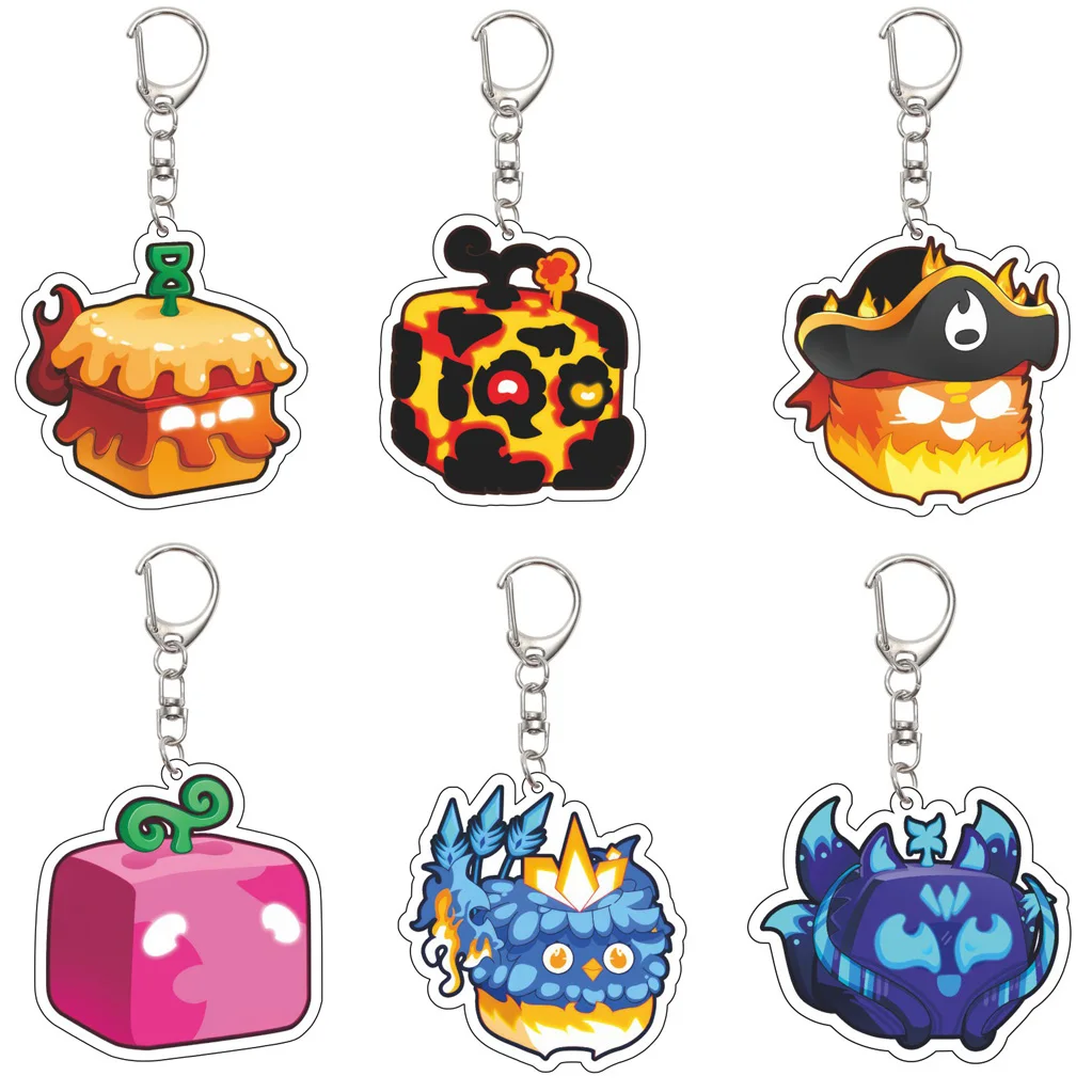 Llavero de 55MM de Anime Blox Fruits: Fruta Magma, Fruta Dragón, Fruta Llama ‌ Llavero Acrílico con Forma de Fruta Kitsune, Regalos de Navidad