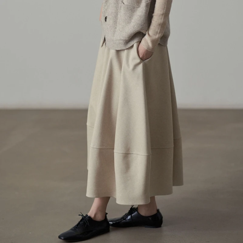 

Korean Commuter Solid Color Bud Long Skirt Loose A-word Women's Skirt in Autumn and Winter