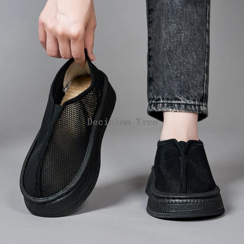 2026 new summer black breathable mesh shoes women's lightweight and non slip outdoor shoes men's chinese old beijing wushu shoes
