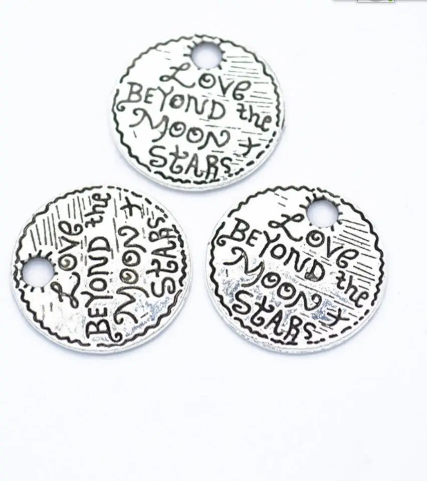 8pcs Silver Plated Love Beyond The Moon&Stars Pendant DIY Charms For Necklace Bracelet Jewelry Crafts Making 20mm F0910