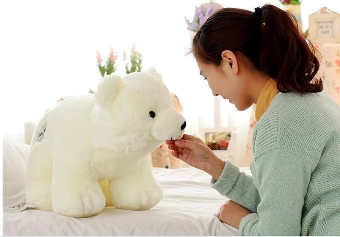 Grande orso bianco da 55 cm giocattolo grasso orso polare peluche bambola morbida cuscino di tiro regalo di compleanno h0975