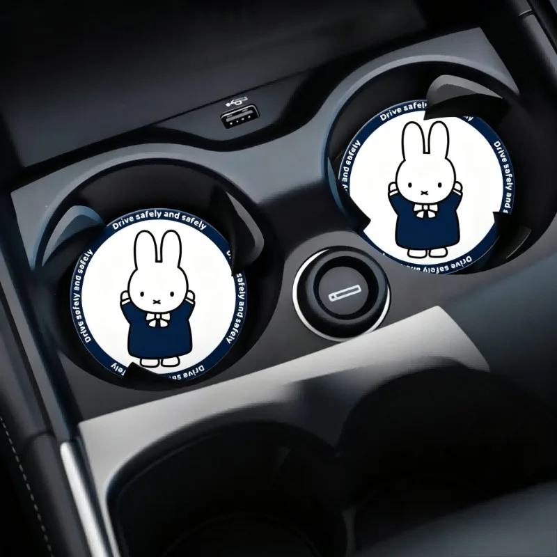 Cartoon Kawaii New style Vehicle mounted water coaster Decorative supplies storage tank heat insulation Anti-slip Fashion Miffy