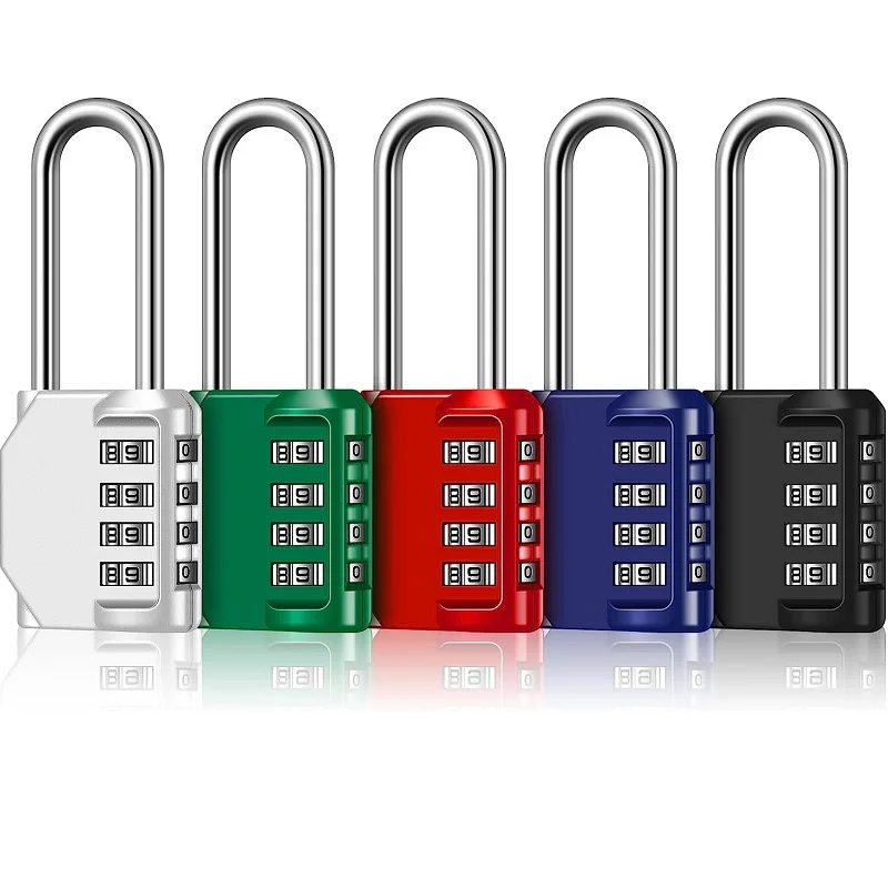 4 Digit Combination Locks Combo Locks Long Number Locks Outdoor Waterproof 2.4 Inch Shackle Resettable Padlock for School, Lock