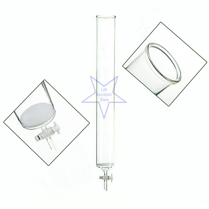 Glass Chromatography Column with G2 Fritted Disc 1pcs，Open-Top Plain Bore for Lab Separation