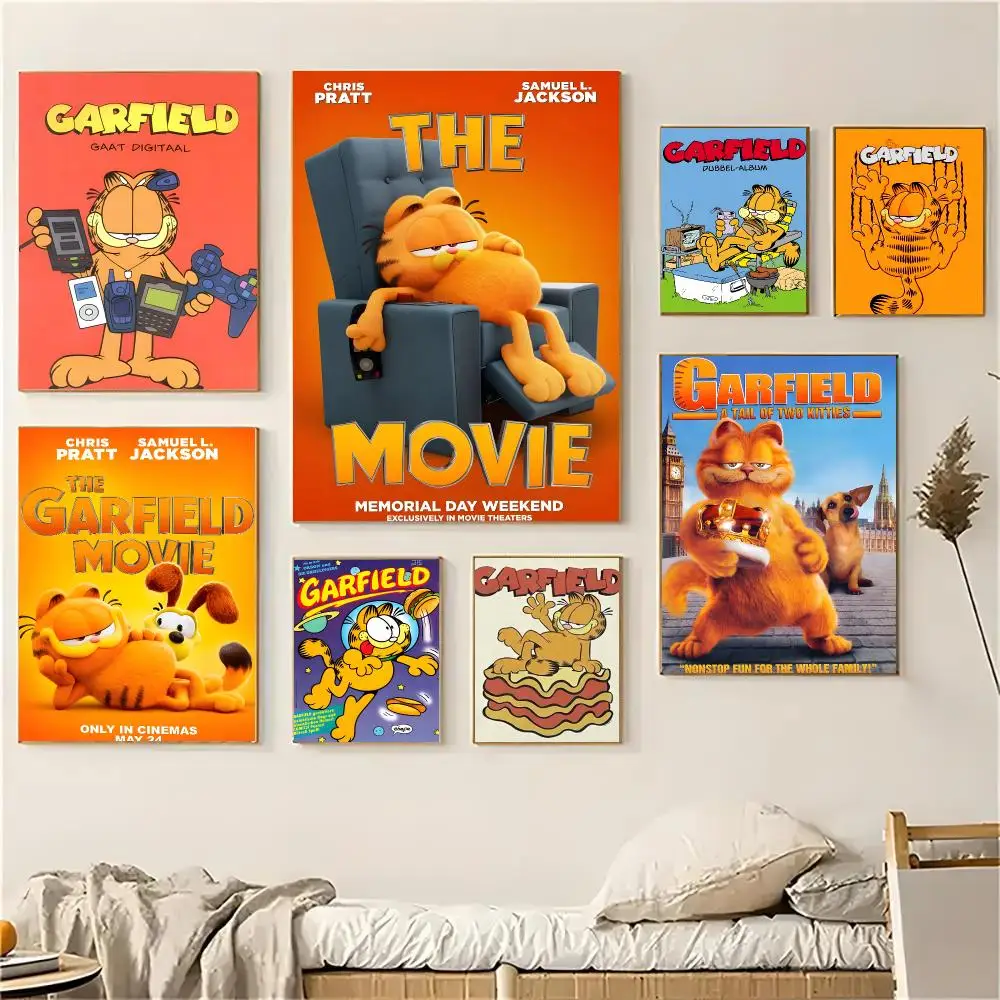 Garfield Anime Cartoon Poster Self-adhesive Decal Living Room Bedroom Party Bar Decor Moisture-proof Fade-resistant