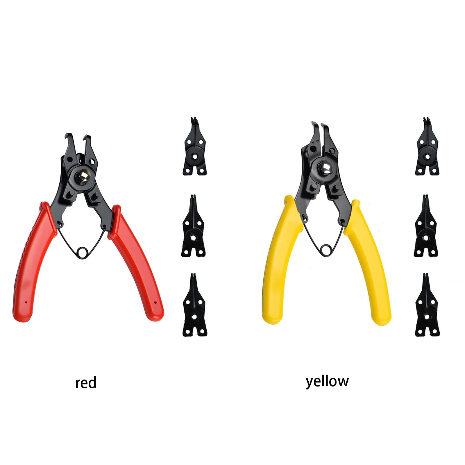 4 In 1 Steel Snapper Clamp Set With 45/90 Degree Jaw C Clip Circlip Lock Ring Removal Tool Anti-Slip Interchangeable Plier Set view 2