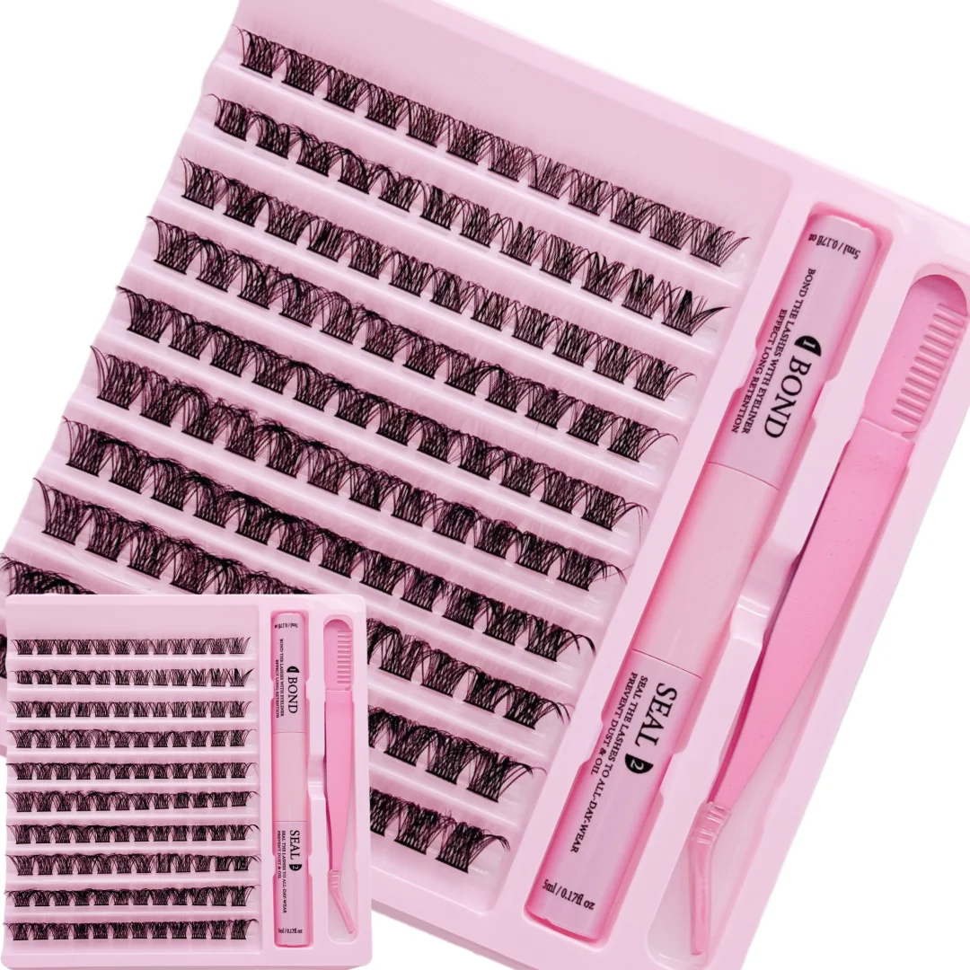 1 Set Of 30D Full Eyelash Extender Cluster, Artificial Cat Eye False Eyelash Adhesive And Sealant (Glue And Tweezers Are Randoml